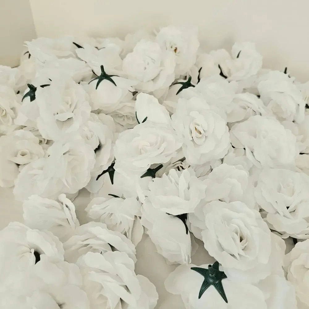 125 White Artificial Silk Rose Heads 2.5 Inch Wedding Craft Floral Decor Flowers